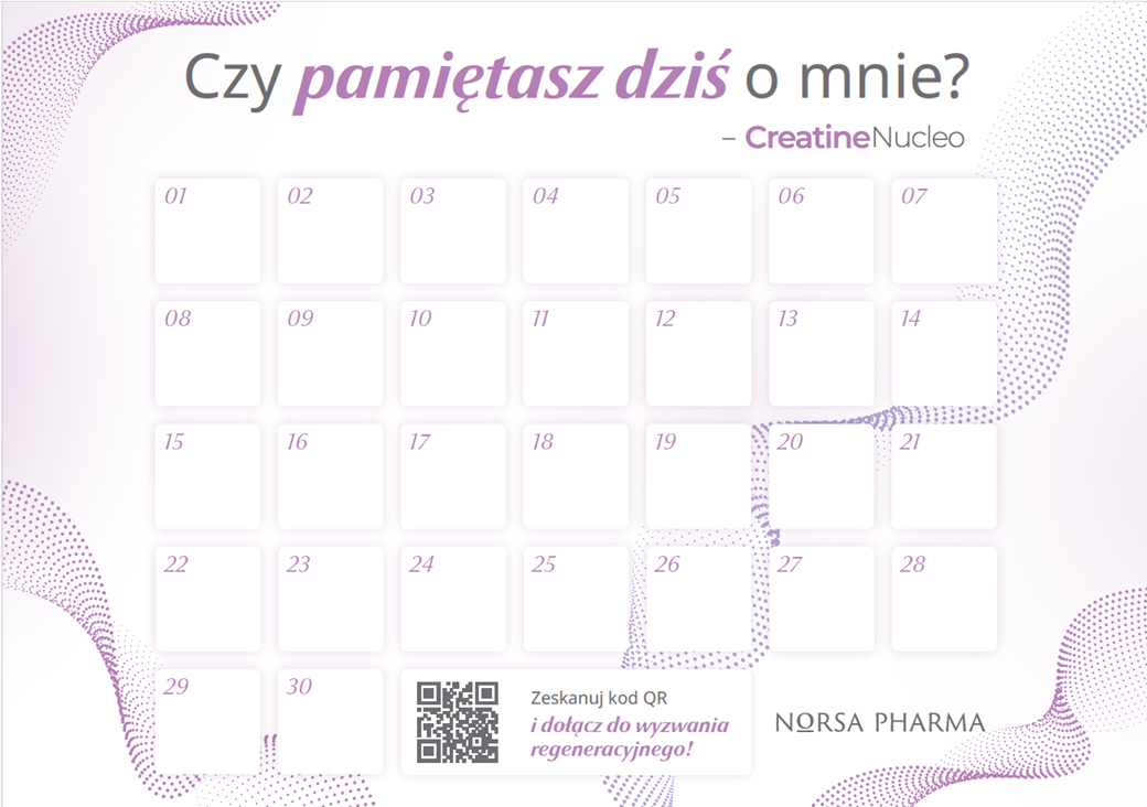 Kalendarz Regeneracji — magnetyczna tablica Creatine Nucleo